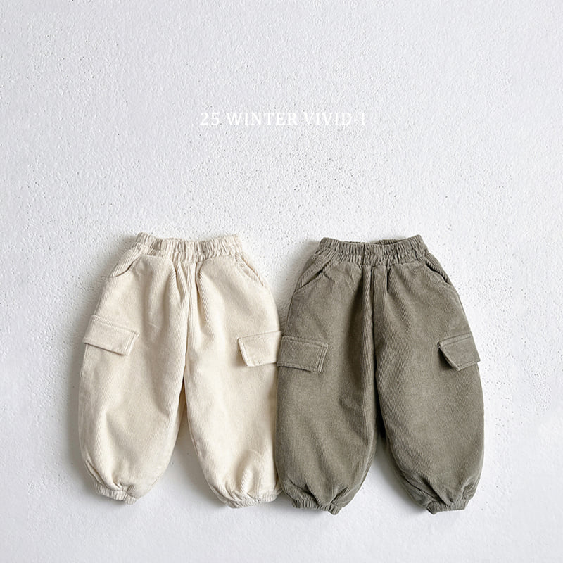 Vivid I - Korean Children Fashion - #prettylittlegirls - Fleece Corduroy Cargo Pants - 4