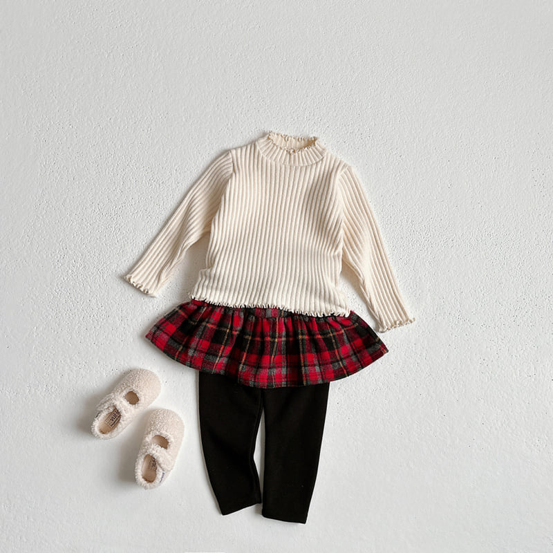 Vivid I - Korean Children Fashion - #childofig - Check Skirt Leggings - 6