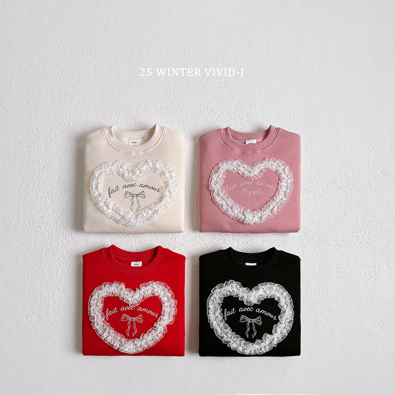 Vivid I - Korean Children Fashion - #childofig - Lace Heart Fleece Sweatshirt - 3