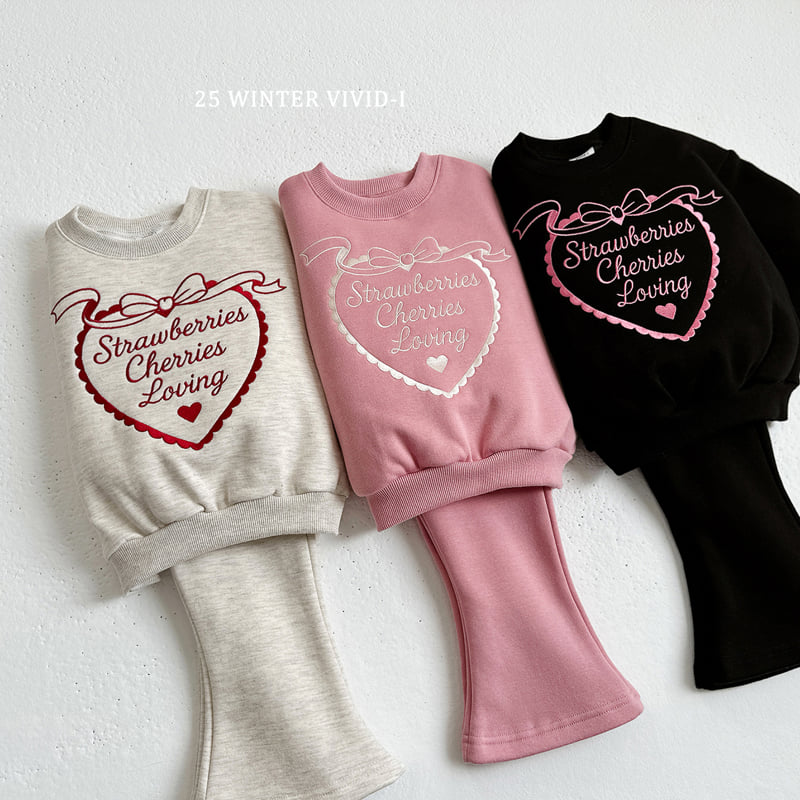 Vivid I - Korean Children Fashion - #childofig - Heart Embroidery Fleece Set - 11