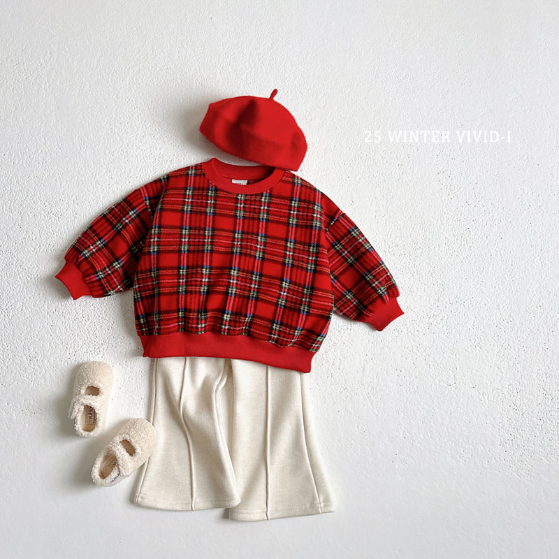 Vivid I - Korean Children Fashion - #childofig - Fleece Check Sweatshirt - 10
