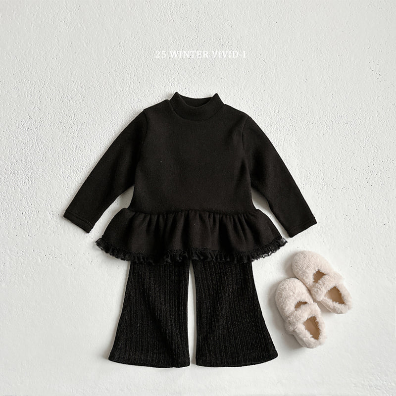 Vivid I - Korean Children Fashion - #childofig - Knit Ribbed Flare Pants - 9