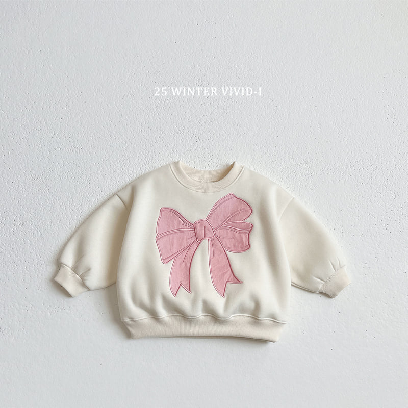 Vivid I - Korean Children Fashion - #childofig - Big Ribbon Fleece Sweatshirt - 3