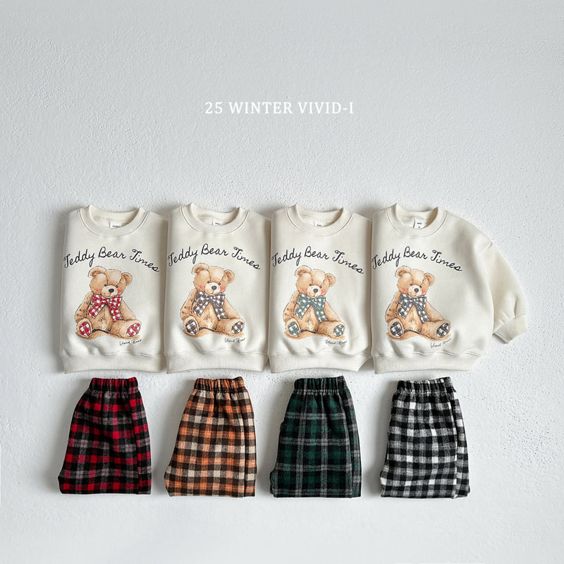 Vivid I - Korean Children Fashion - #childofig - Teddy Check Set