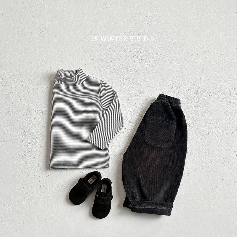 Vivid I - Korean Children Fashion - #childofig - Fleece Stripe Turtleneck Tee - 12