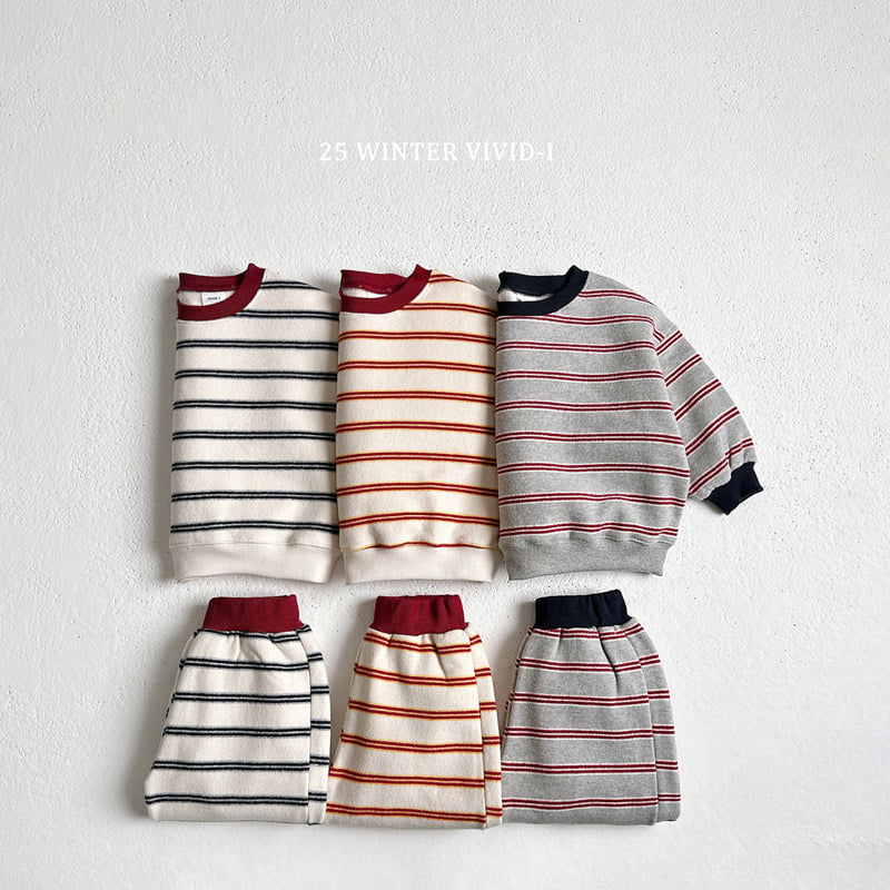 Vivid I - Korean Children Fashion - #childofig - Striped Peach Fleece Set