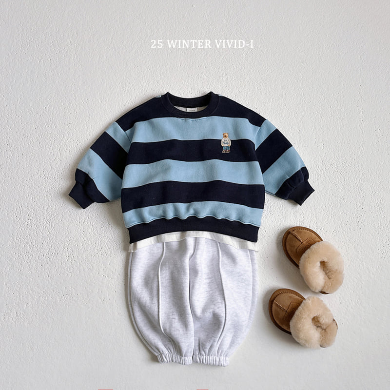 Vivid I - Korean Children Fashion - #childrensboutique - Fleece Wide Stripe Sweatshirt - 12