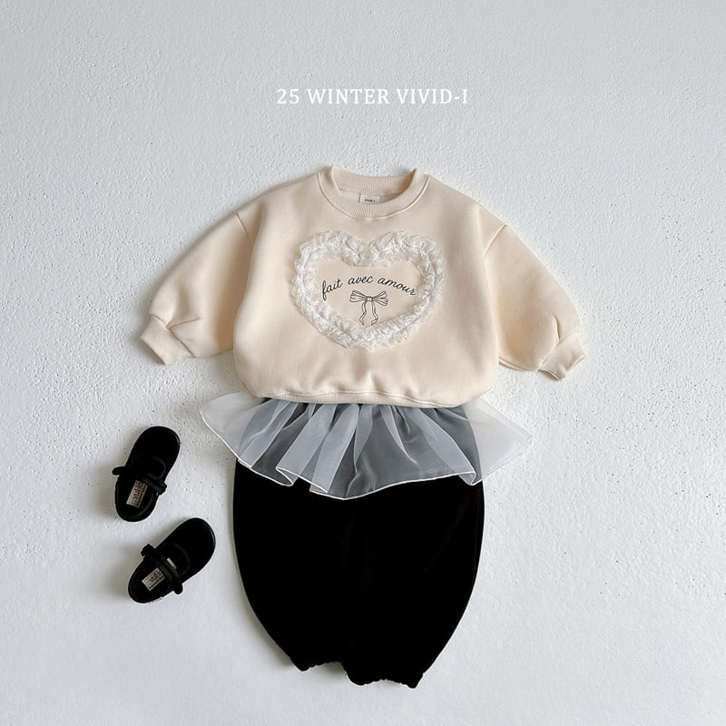 Vivid I - Korean Children Fashion - #childofig - Lace Heart Fleece Sweatshirt - 4