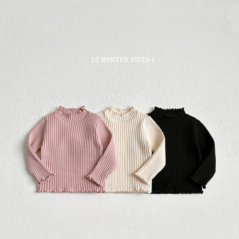 Vivid I - Korean Children Fashion - #childrensboutique - Winter Ribbed Wave Tee