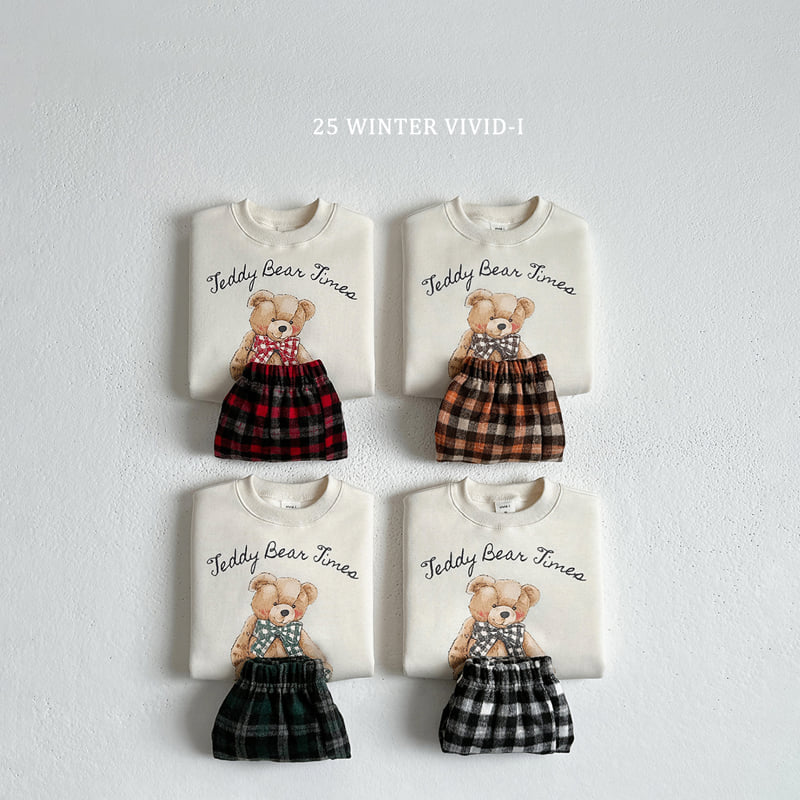 Vivid I - Korean Children Fashion - #childrensboutique - Teddy Check Set - 3