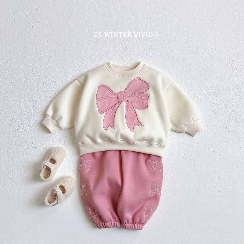 Vivid I - Korean Children Fashion - #designkidswear - Big Ribbon Fleece Sweatshirt - 6