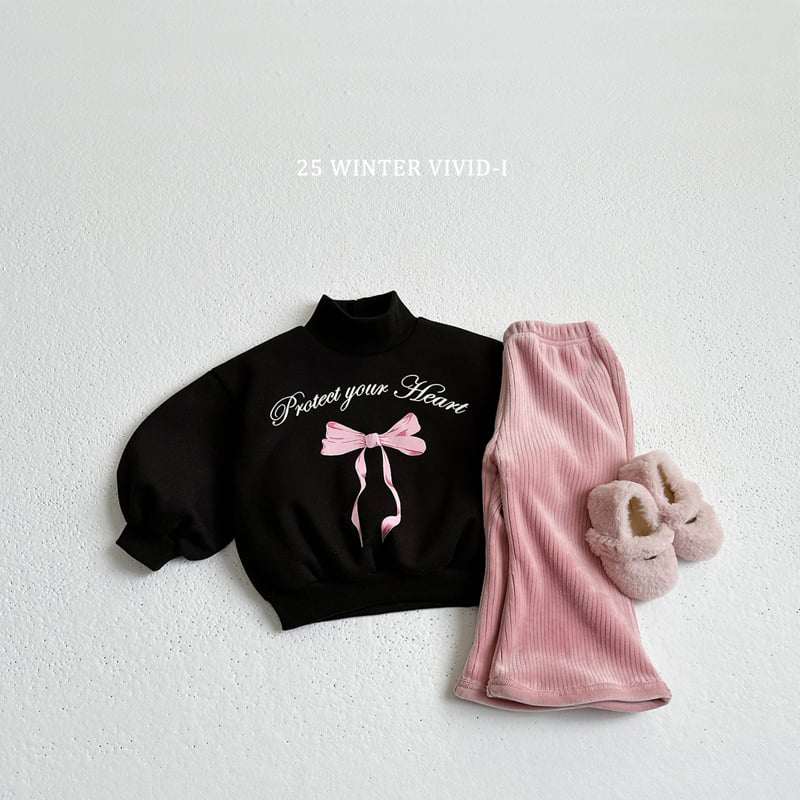Vivid I - Korean Children Fashion - #designkidswear - Ribbon Flare Fleece Set - 9