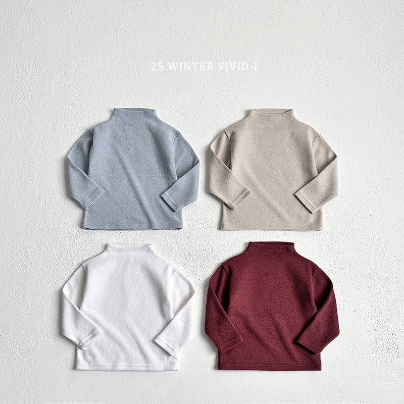Vivid I - Korean Children Fashion - #designkidswear - Soft Neck Polar Tee