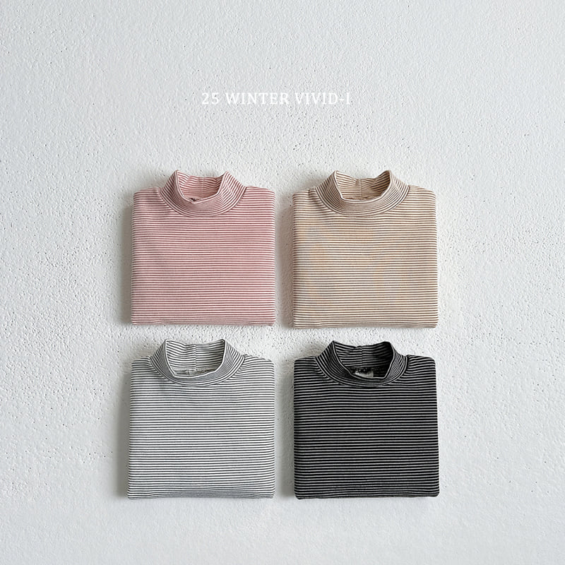 Vivid I - Korean Children Fashion - #designkidswear - Fleece Stripe Turtleneck Tee