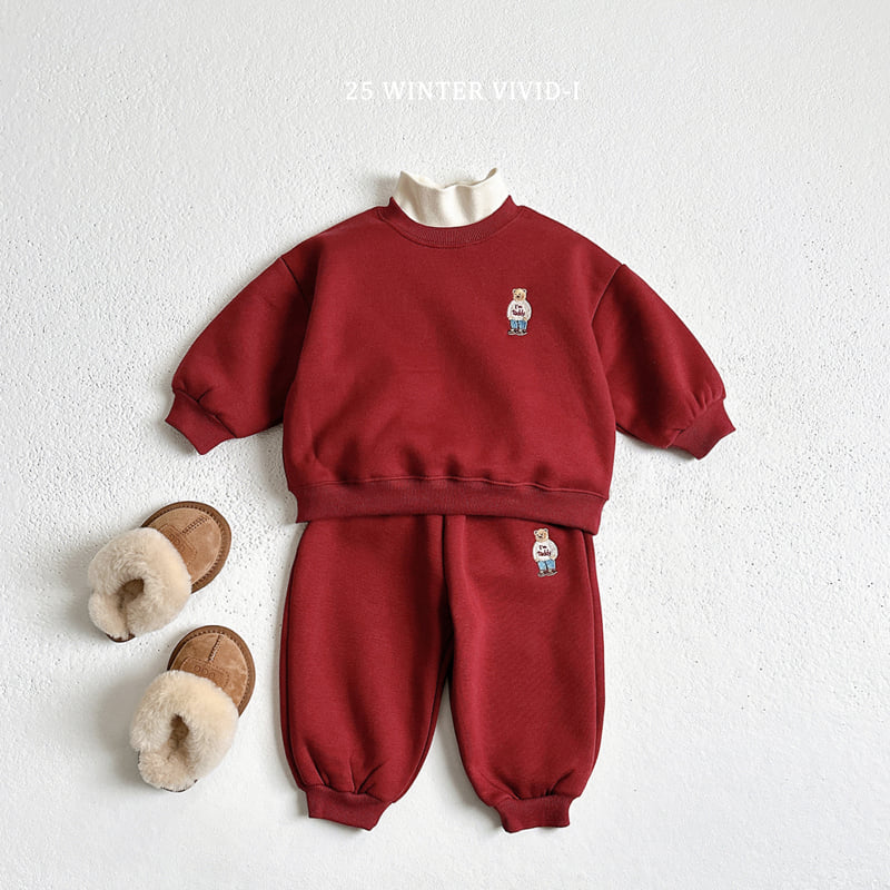 Vivid I - Korean Children Fashion - #designkidswear - Bear Embroidery Fleece Set - 6