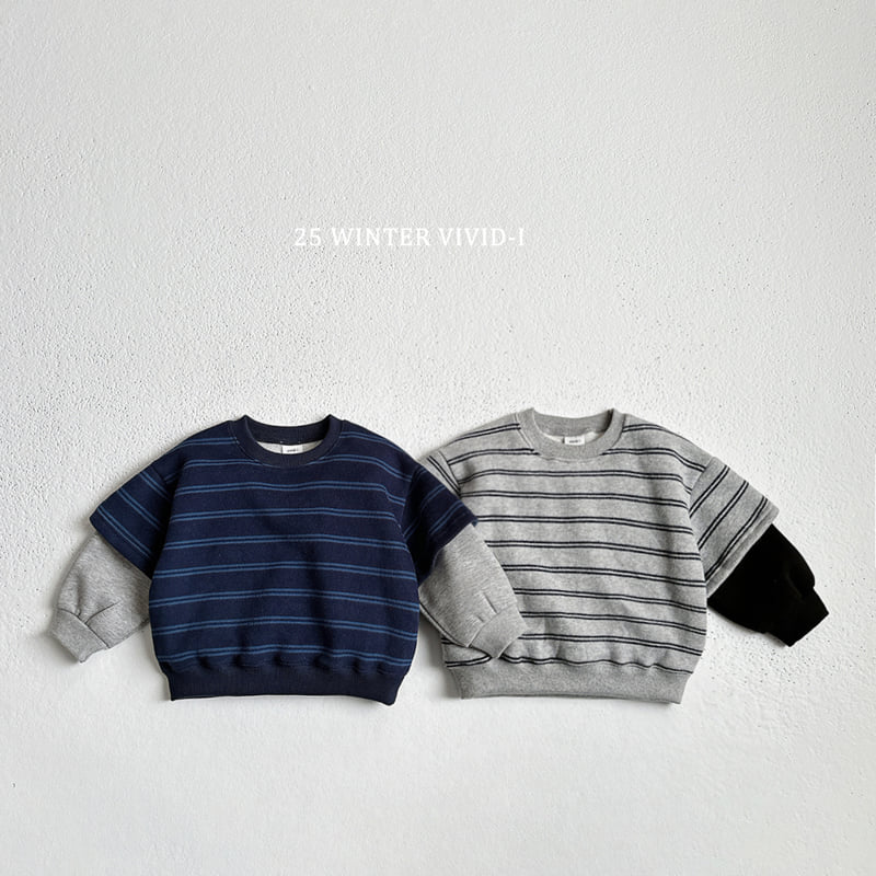 Vivid I - Korean Children Fashion - #discoveringself - Stripe Combo Sweatshirt