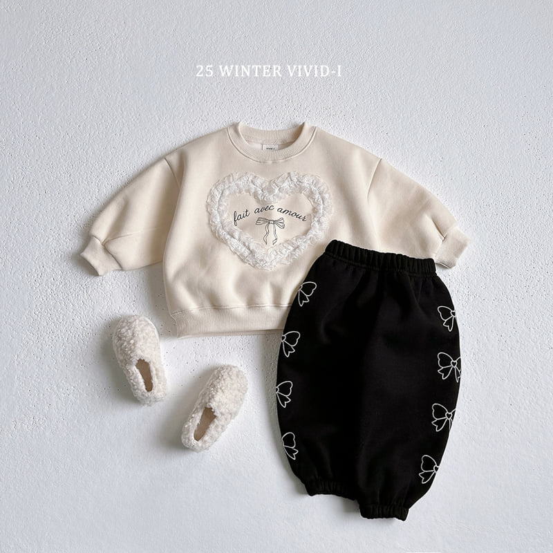 Vivid I - Korean Children Fashion - #discoveringself - Lace Heart Fleece Sweatshirt - 6