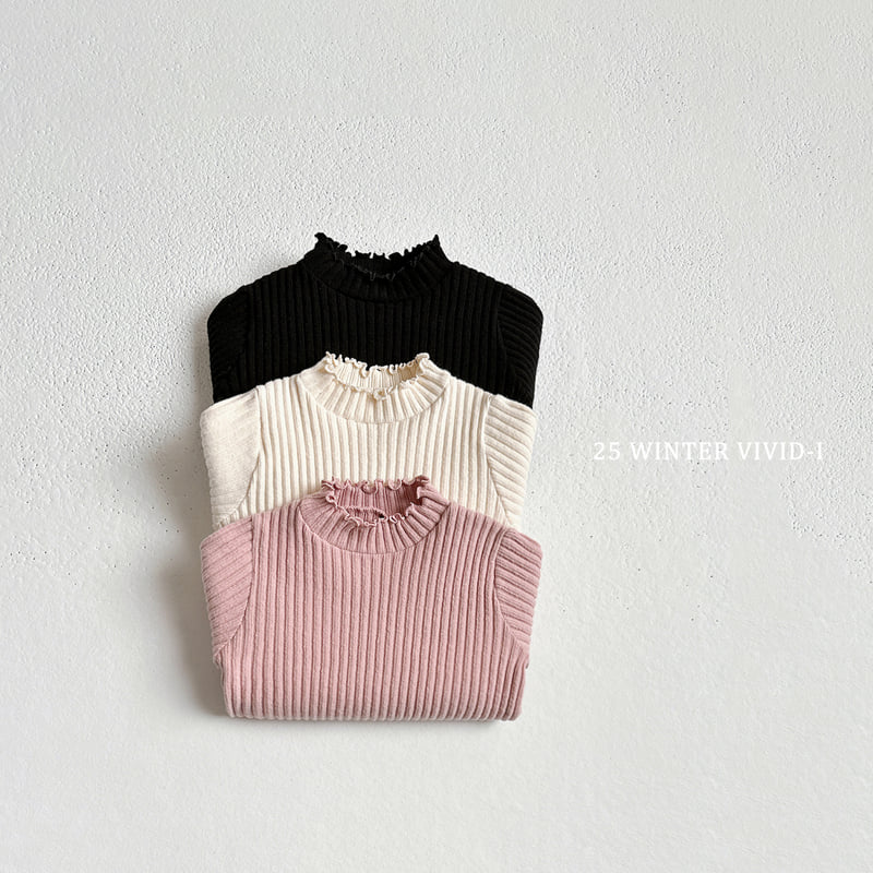 Vivid I - Korean Children Fashion - #discoveringself - Winter Ribbed Wave Tee - 3