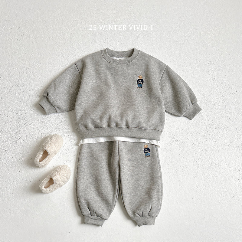 Vivid I - Korean Children Fashion - #discoveringself - Bear Embroidery Fleece Set - 7