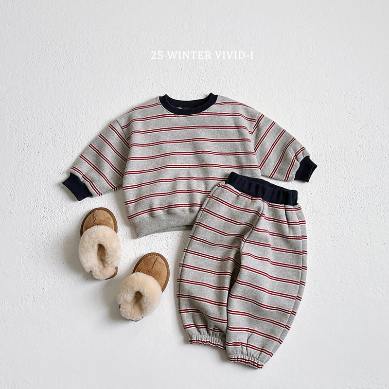 Vivid I - Korean Children Fashion - #discoveringself - Striped Peach Fleece Set - 5