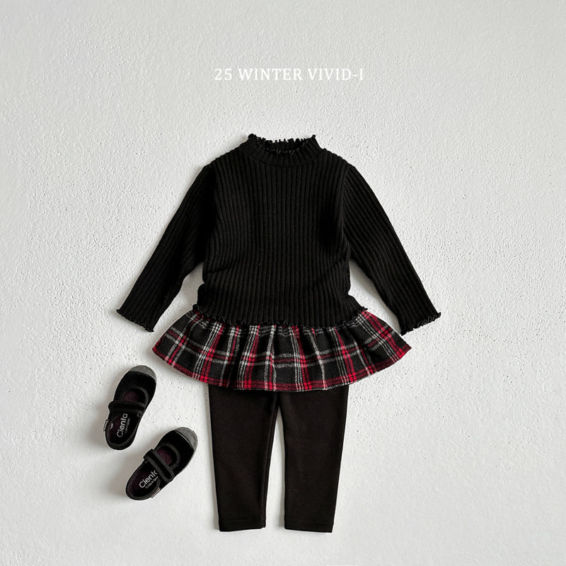 Vivid I - Korean Children Fashion - #fashionkids - Check Skirt Leggings - 10