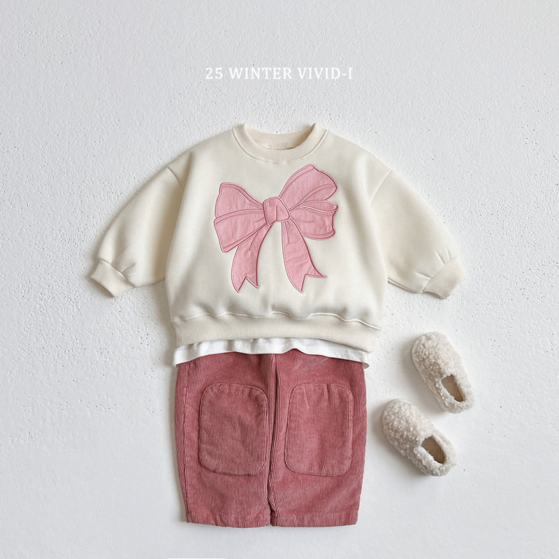 Vivid I - Korean Children Fashion - #fashionkids - Big Ribbon Fleece Sweatshirt - 8