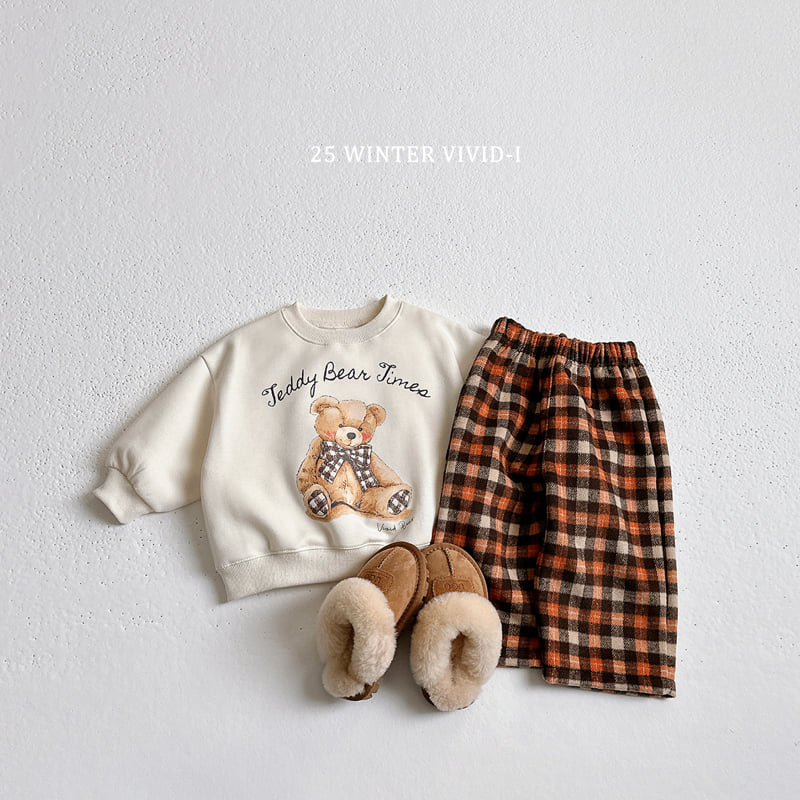 Vivid I - Korean Children Fashion - #fashionkids - Teddy Check Set - 6