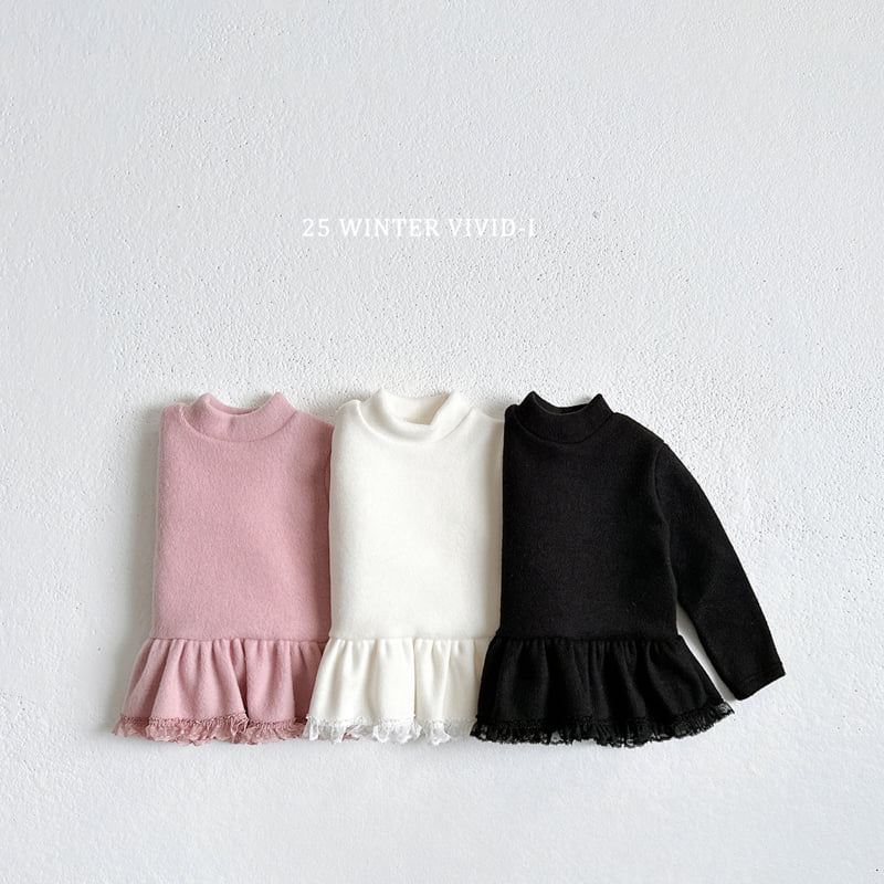 Vivid I - Korean Children Fashion - #fashionkids - Frill Mock Neck Tee