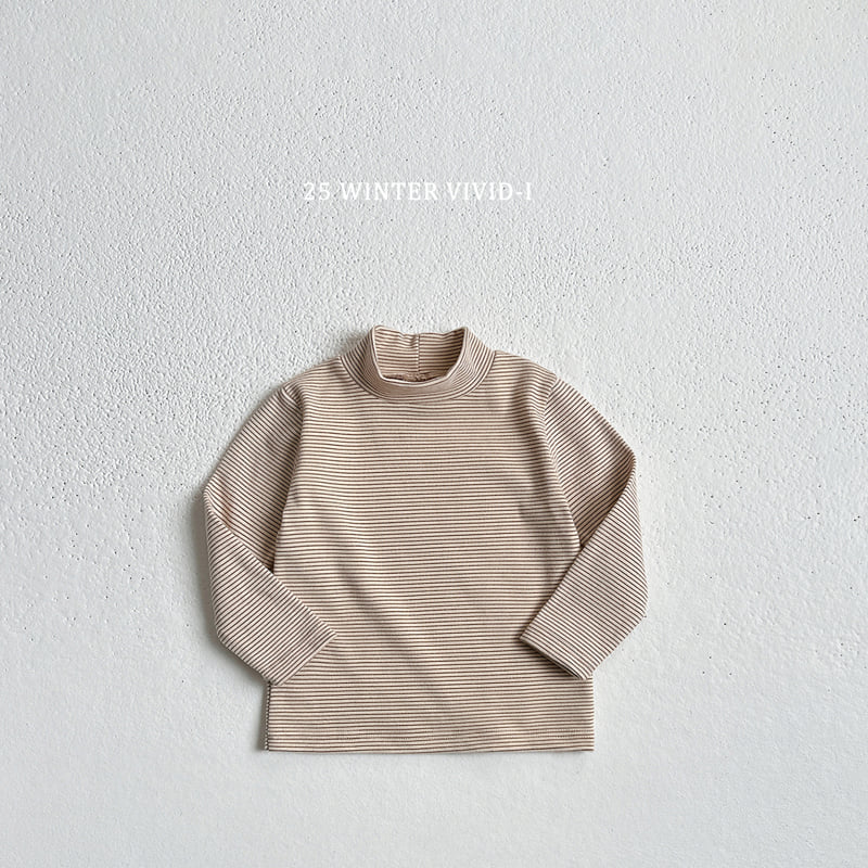 Vivid I - Korean Children Fashion - #fashionkids - Fleece Stripe Turtleneck Tee - 3