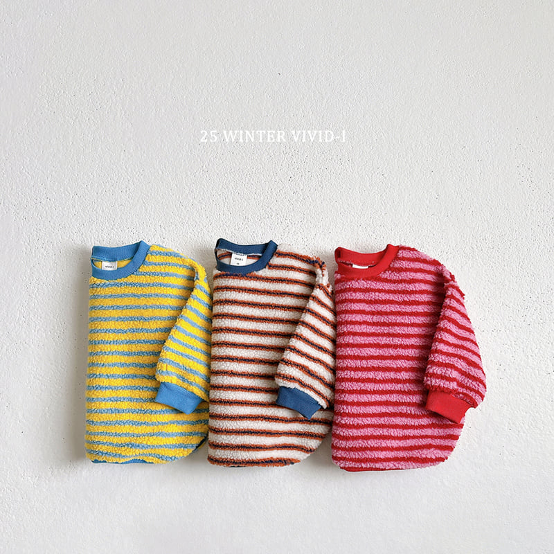 Vivid I - Korean Children Fashion - #kidsshorts - Shearling Stripe Sweatshirt