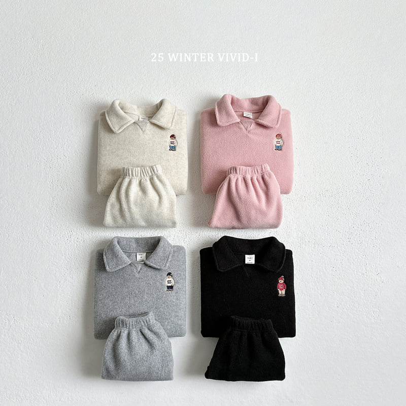 Vivid I - Korean Children Fashion - #kidsshorts - Fleece Collar Set