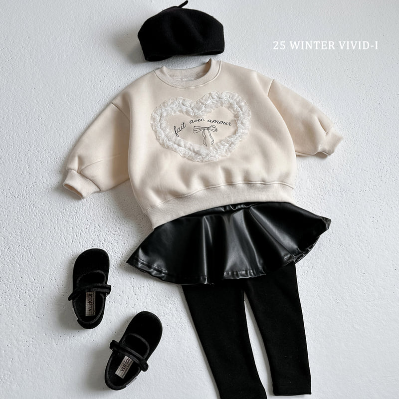 Vivid I - Korean Children Fashion - #kidsshorts - Lace Heart Fleece Sweatshirt - 8