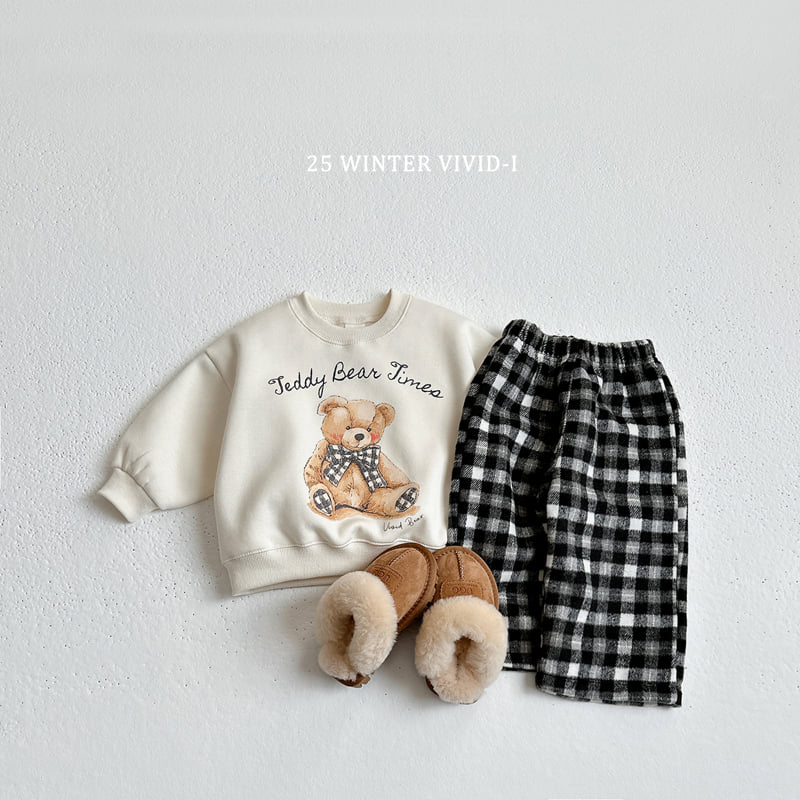 Vivid I - Korean Children Fashion - #kidsshorts - Teddy Check Set - 7