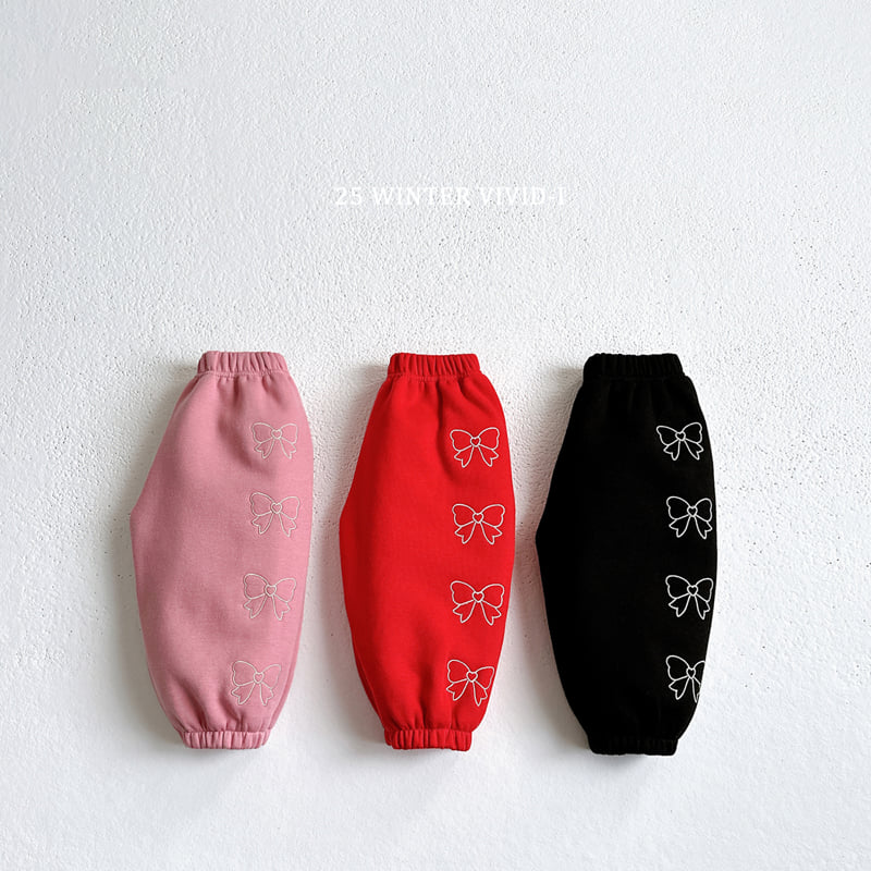 Vivid I - Korean Children Fashion - #kidsshorts - Ribbon Embroidery Jogger Pants - 3