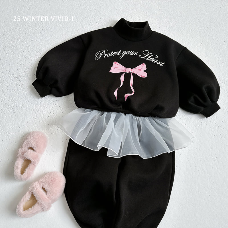 Vivid I - Korean Children Fashion - #kidsshorts - Ribbon Flare Fleece Set - 12