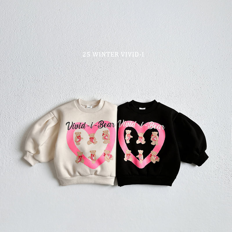 Vivid I - Korean Children Fashion - #kidsshorts - Heart Puff Fleece Sweatshirt