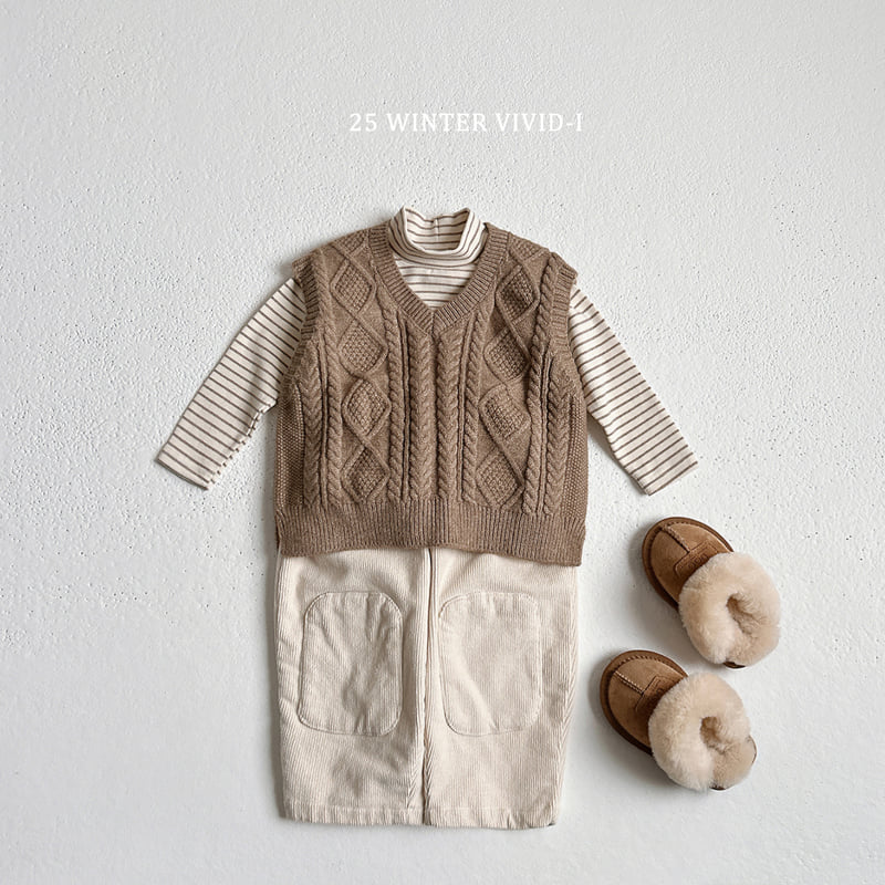 Vivid I - Korean Children Fashion - #kidsshorts - Cable Knit Vest - 6