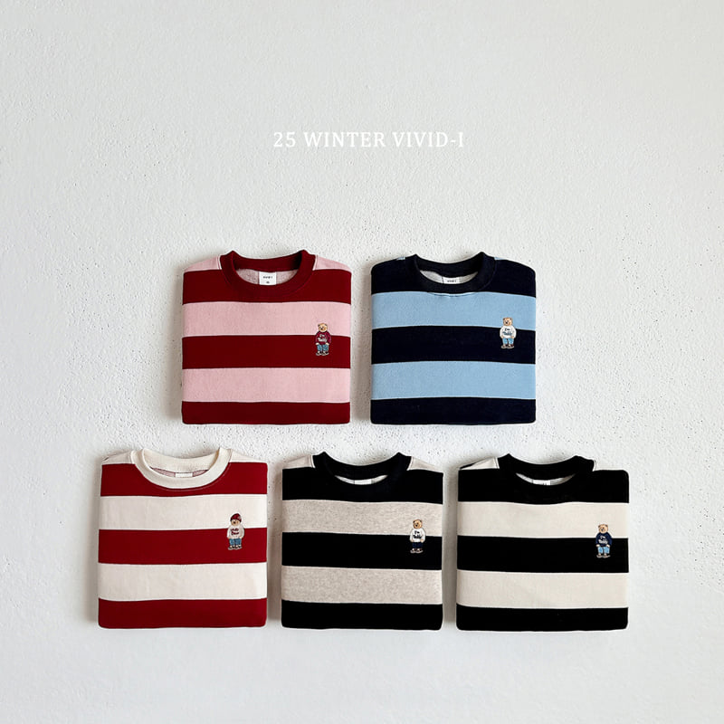 Vivid I - Korean Children Fashion - #kidsstore - Fleece Wide Stripe Sweatshirt - 3