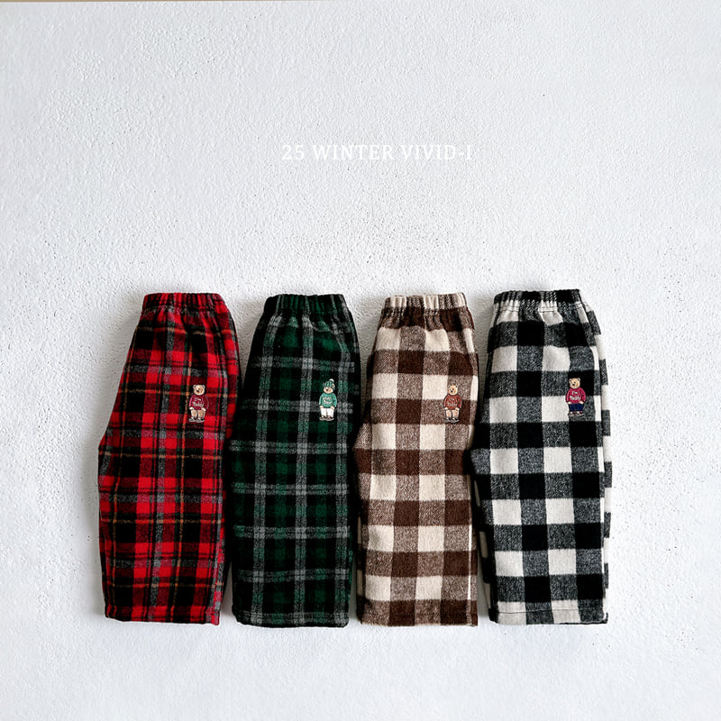 Vivid I - Korean Children Fashion - #kidsstore - Check Bear Pants