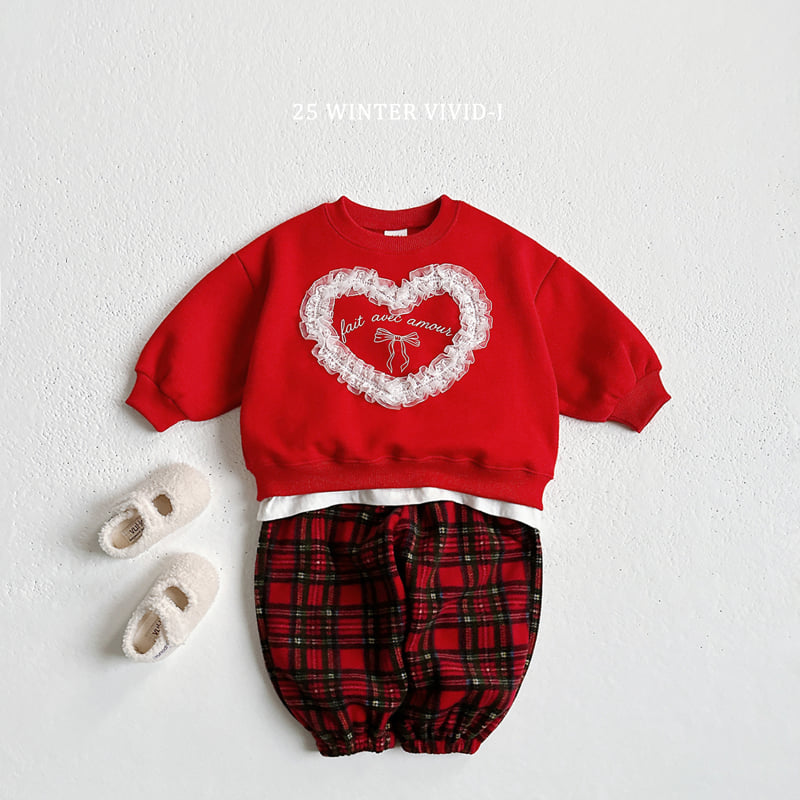 Vivid I - Korean Children Fashion - #kidsstore - Lace Heart Fleece Sweatshirt - 9