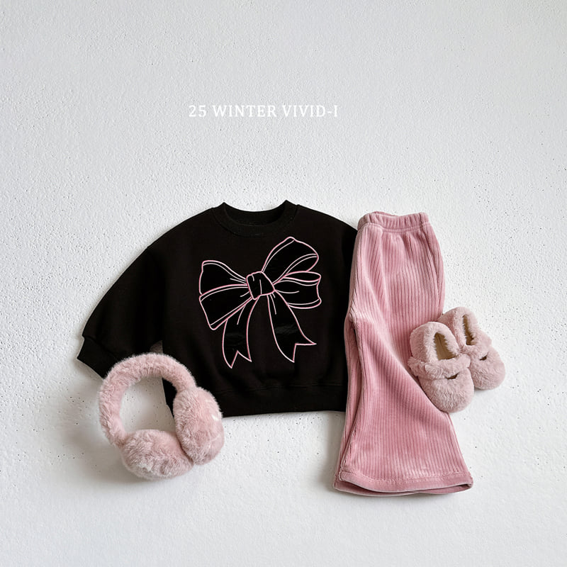 Vivid I - Korean Children Fashion - #kidsstore - Big Ribbon Fleece Sweatshirt - 10