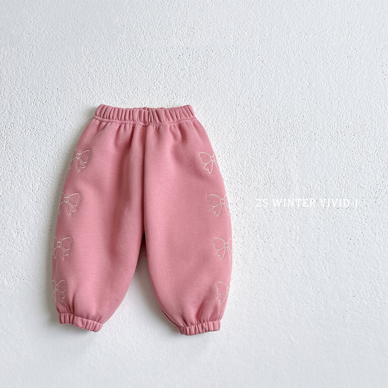 Vivid I - Korean Children Fashion - #kidsshorts - Ribbon Embroidery Jogger Pants - 4