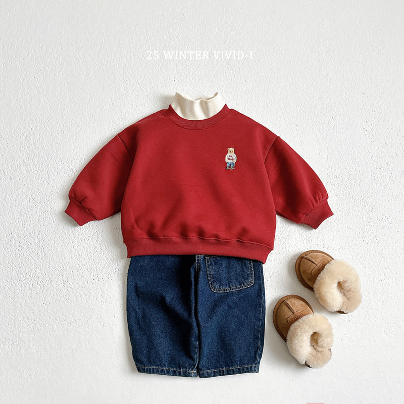 Vivid I - Korean Children Fashion - #kidsstore - Bear Embroidery Fleece Set - 10