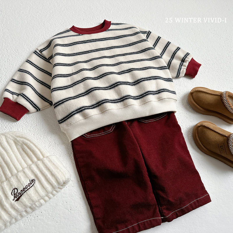 Vivid I - Korean Children Fashion - #kidsstore - Striped Peach Fleece Set - 8