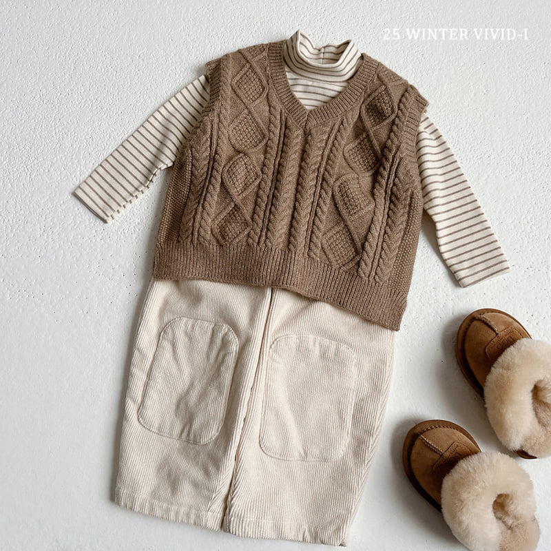 Vivid I - Korean Children Fashion - #kidsstore - Cable Knit Vest - 7