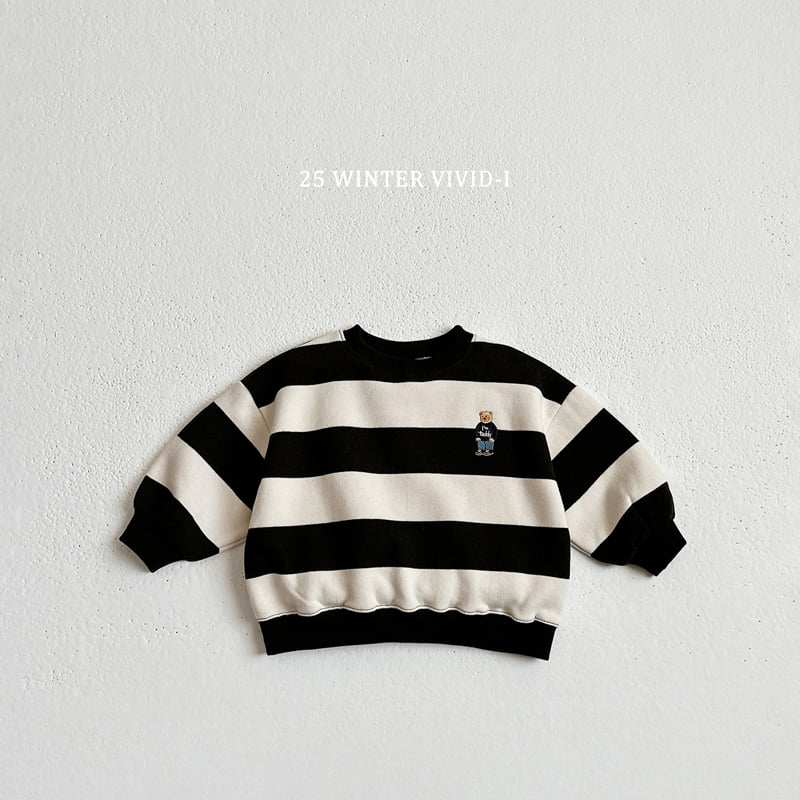 Vivid I - Korean Children Fashion - #kidsstore - Fleece Wide Stripe Sweatshirt - 4