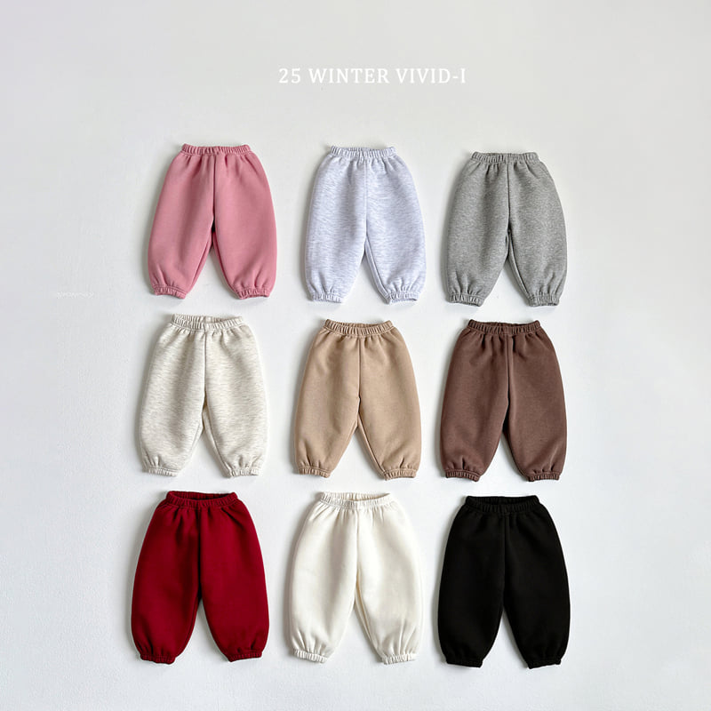 Vivid I - Korean Children Fashion - #kidzfashiontrend - Fleece Plain Jogger Pants