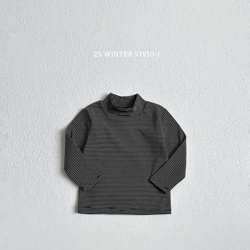 Vivid I - Korean Children Fashion - #kidzfashiontrend - Fleece Stripe Turtleneck Tee - 6