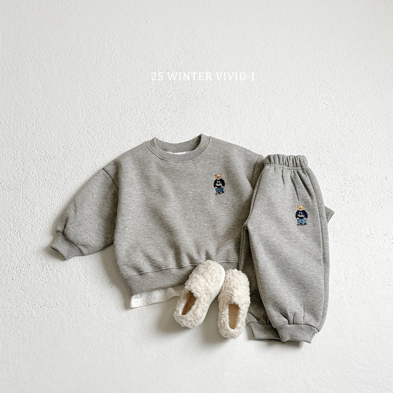 Vivid I - Korean Children Fashion - #kidzfashiontrend - Bear Embroidery Fleece Set - 11