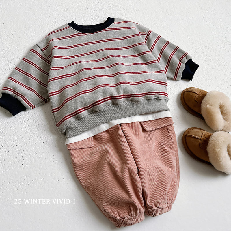 Vivid I - Korean Children Fashion - #kidzfashiontrend - Striped Peach Fleece Set - 9